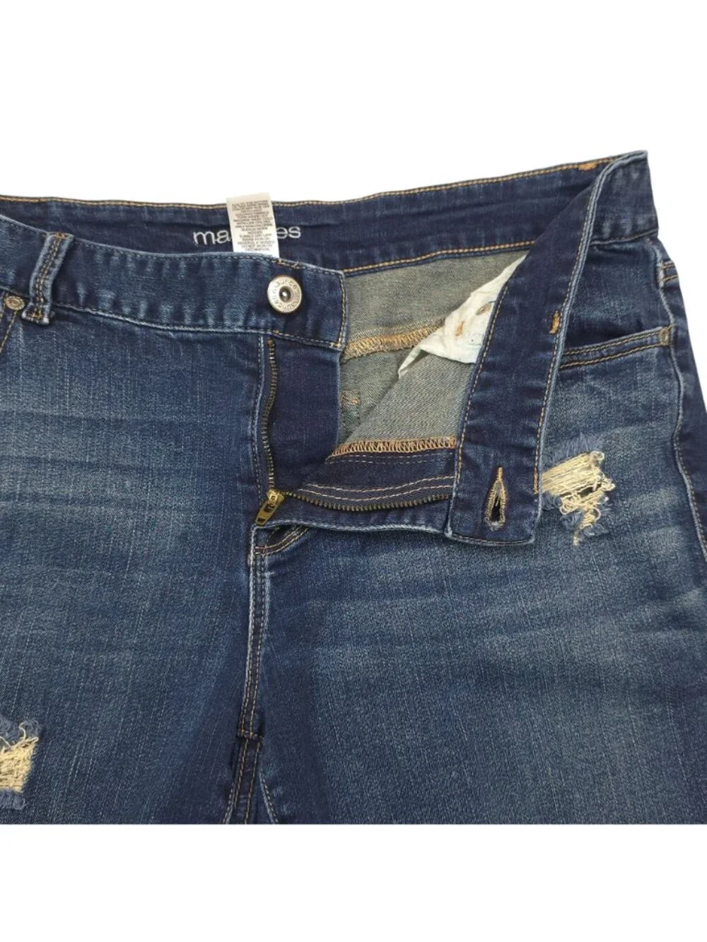 Maurices Distressed Dark Wash Straight-Leg Jeans Size 16 Regular Womens